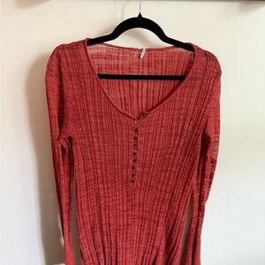 Free People Long Sleeve Dress in Elegant Red